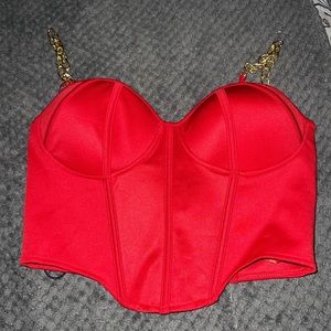 Red crop corset